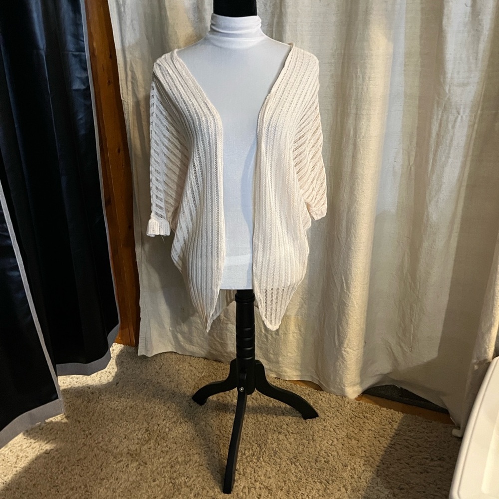 Cream Open-Front Cardigan